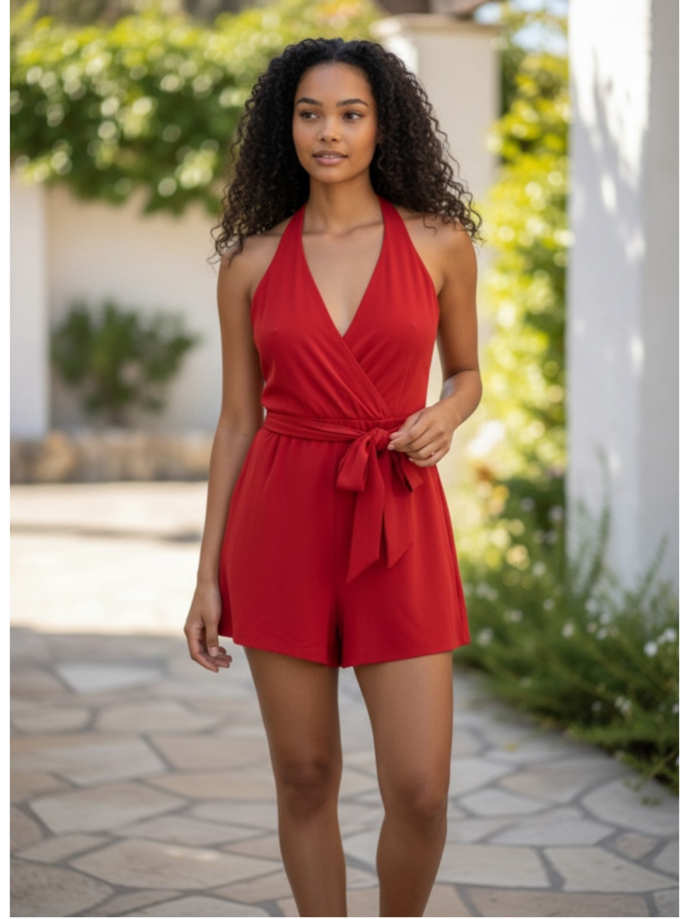 EUC Women's EXPRESS Red Halter Neck Romper Size 8